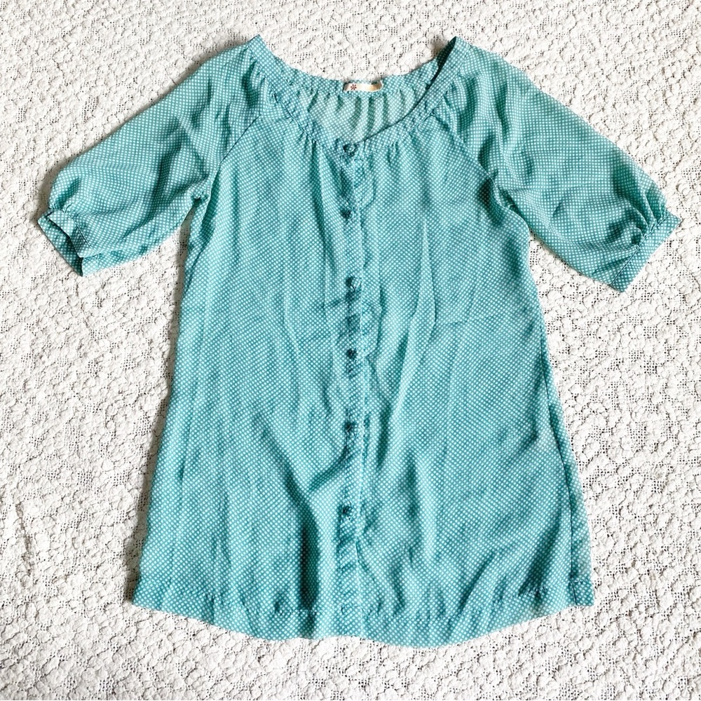 Anthropologie Tulle Polka Dot Sheer Sea Foam Green, Large